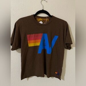 Aviator Nation LOGO BOYFRIEND TEE - CHOCOLATE